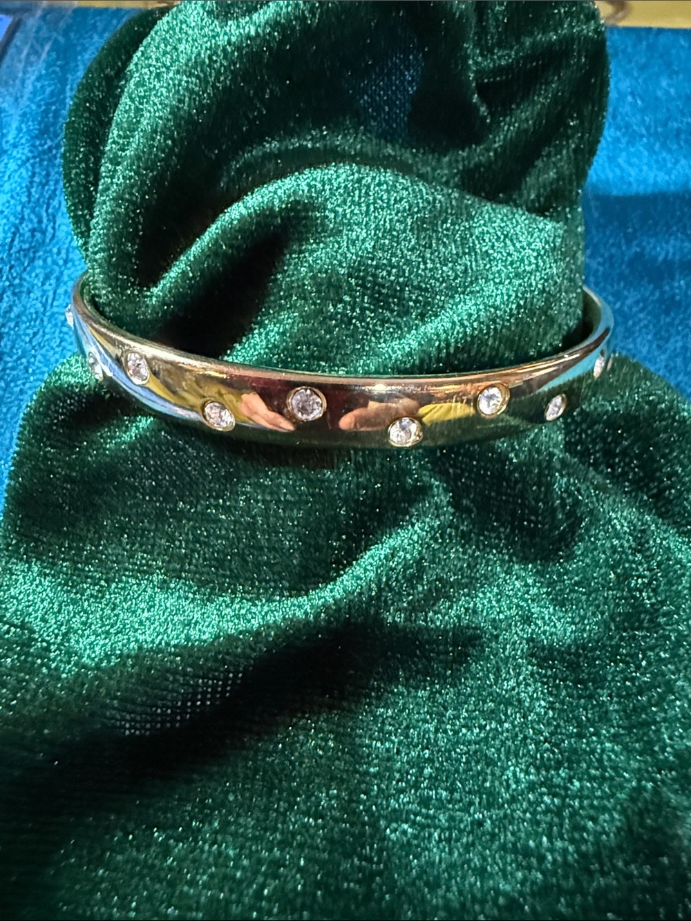 Rhinestone Accent gold-Tone Bangle Bracelet - Silver